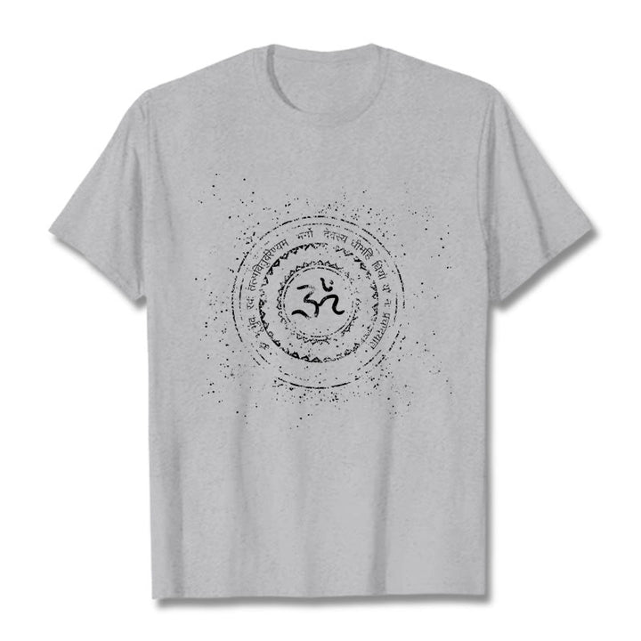 Camiseta de algodón con estampado de mantra y símbolo Buddha Stones - Gris claro - 2XL - image 19
