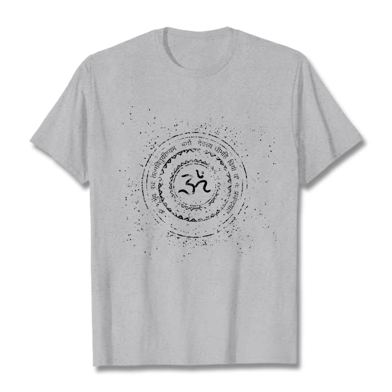 Camiseta de algodón con estampado de mantra y símbolo Buddha Stones - Gris claro - 2XL - image 20
