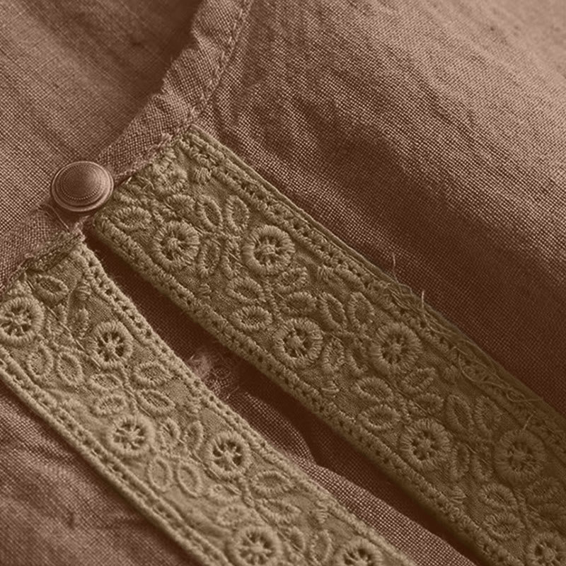Camisa informal de manga tres cuartos con cuello redondo y diseño hueco para mujer Buddha Stones - image 12