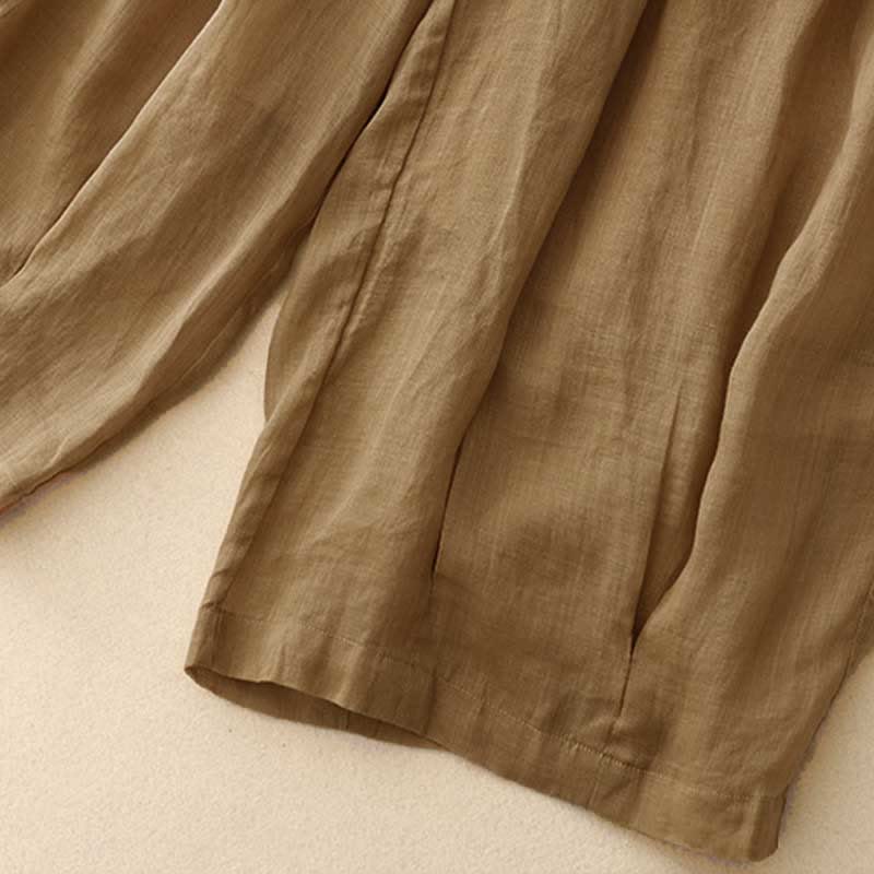 Pantalones casuales sueltos de doble capa Buddha Stones , de largo 7-8, para mujer, con bolsillos - image 1