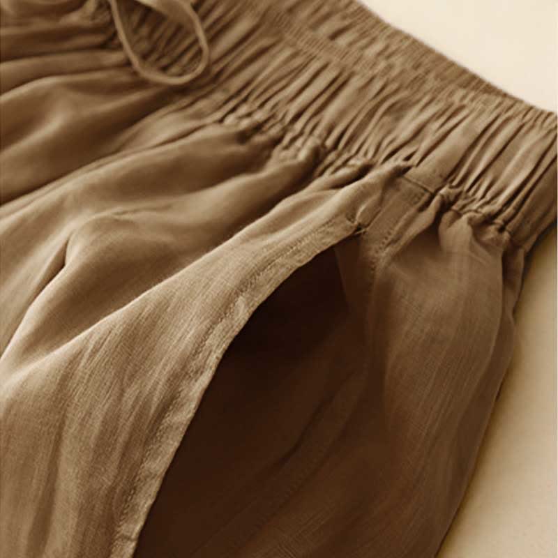 Pantalones casuales sueltos de doble capa Buddha Stones , de largo 7-8, para mujer, con bolsillos - image 2