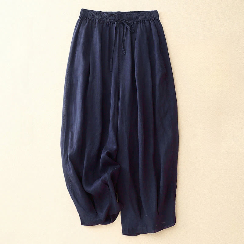 Pantalones casuales sueltos de doble capa Buddha Stones , de largo 7-8, para mujer, con bolsillos - Azul medianoche - US8-10，UK/AU12-14，EU40-42 (2XL) - image 6