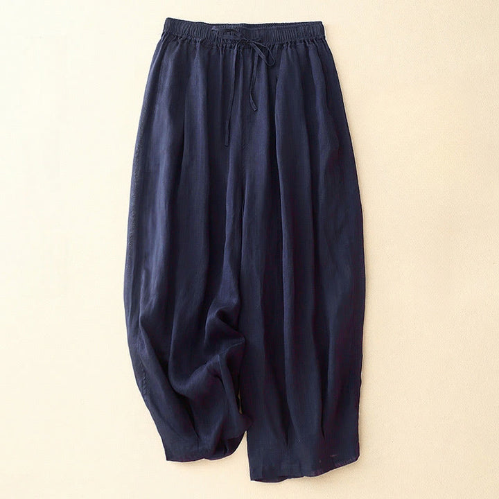 Pantalones casuales sueltos de doble capa Buddha Stones , de largo 7-8, para mujer, con bolsillos - Azul medianoche - US8-10，UK/AU12-14，EU40-42 (2XL) - image 6