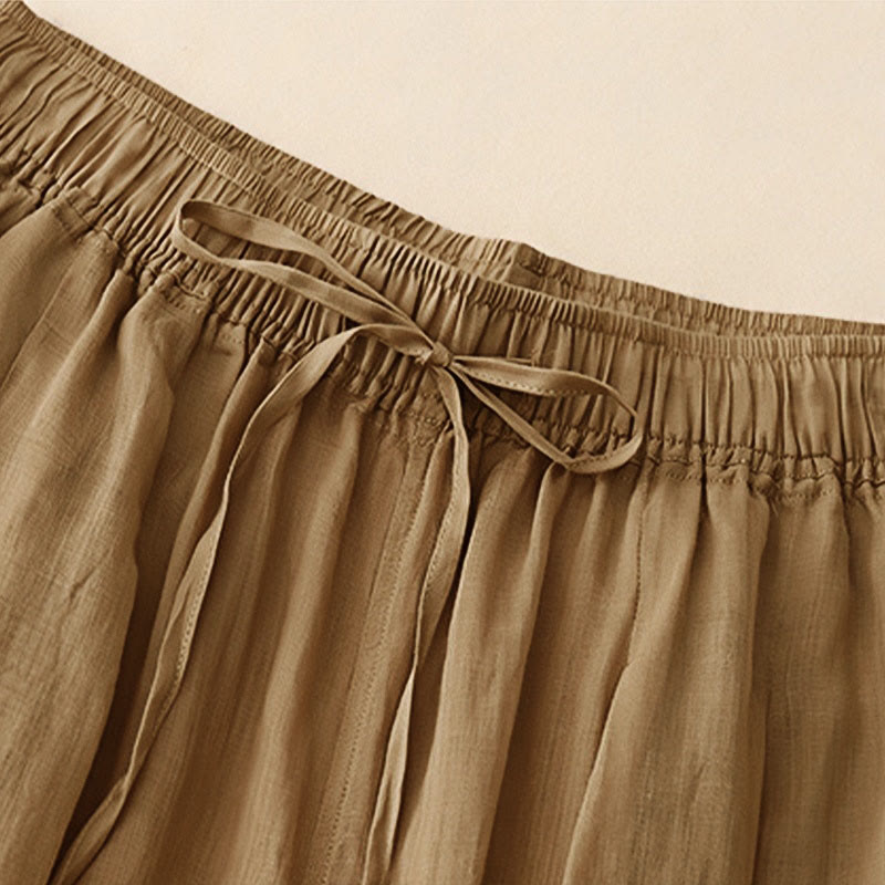 Pantalones casuales sueltos de doble capa Buddha Stones , de largo 7-8, para mujer, con bolsillos - image 4