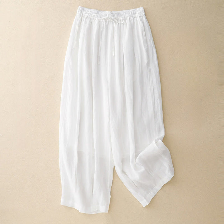 Pantalones casuales sueltos de doble capa Buddha Stones , de largo 7-8, para mujer, con bolsillos - Blanco - US8-10，UK/AU12-14，EU40-42 (2XL) - image 11