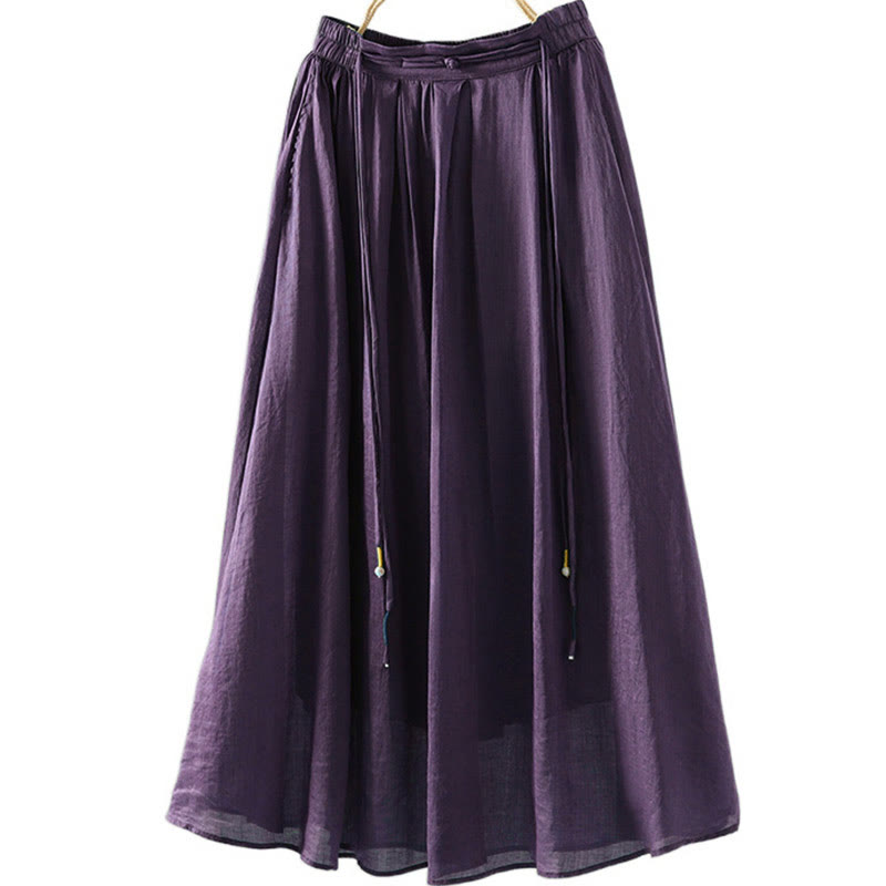 Falda de mujer con borlas y bolsillos, diseño retro de verano con Buddha Stones y colores puros - Púrpura - US12, UK/AU16, EU44 (2XL) - image 15