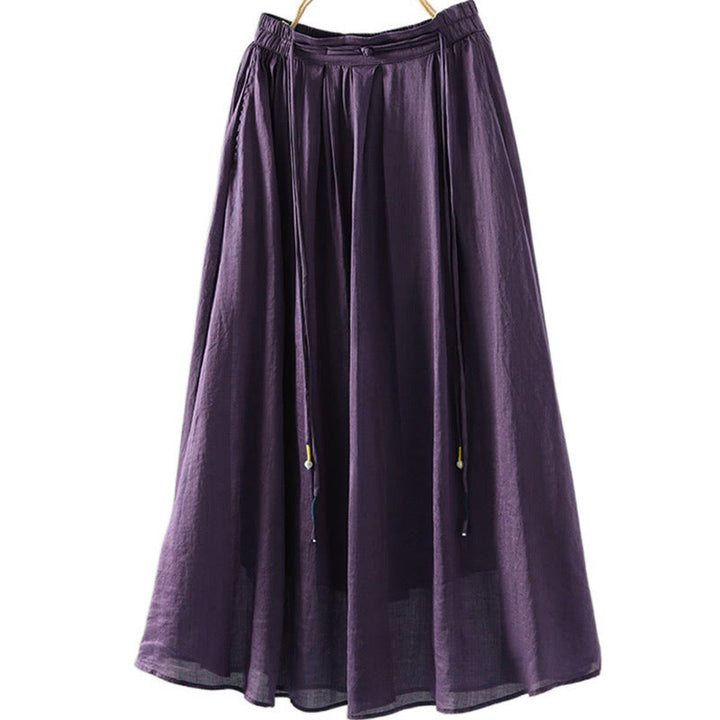Falda de mujer con borlas y bolsillos, diseño retro de verano con Buddha Stones y colores puros - Púrpura - US12, UK/AU16, EU44 (2XL) - image 15