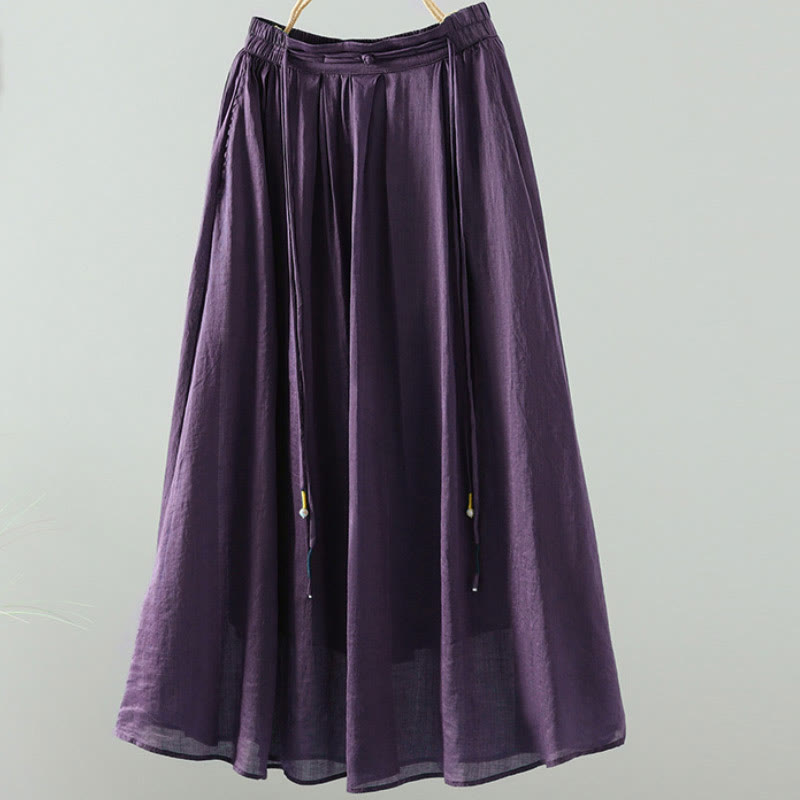 Falda de mujer con borlas y bolsillos, diseño retro de verano con Buddha Stones y colores puros - image 16