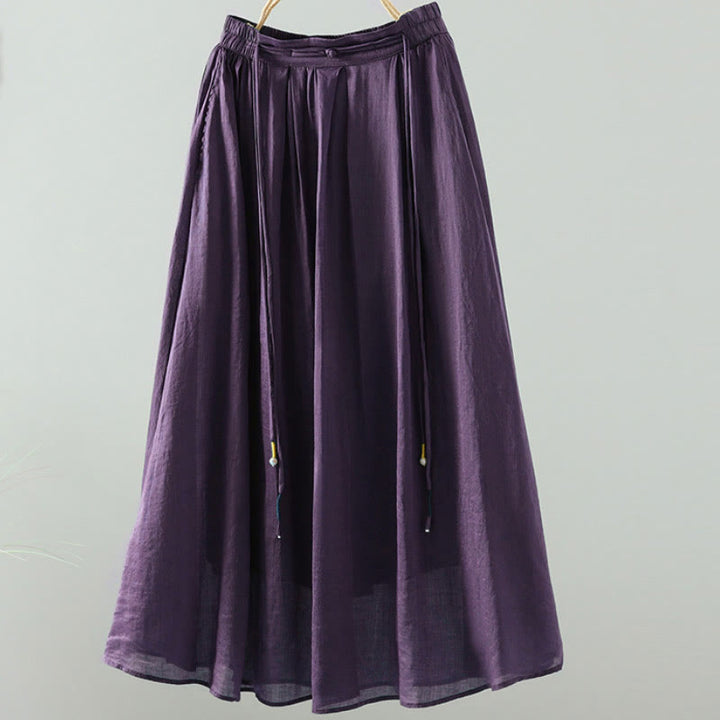 Falda de mujer con borlas y bolsillos, diseño retro de verano con Buddha Stones y colores puros - image 16