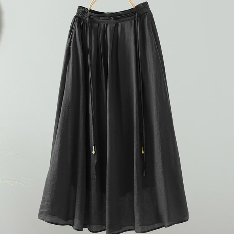 Falda de mujer con borlas y bolsillos, diseño retro de verano con Buddha Stones y colores puros - Negro - US12, UK/AU16, EU44 (2XL) - image 17
