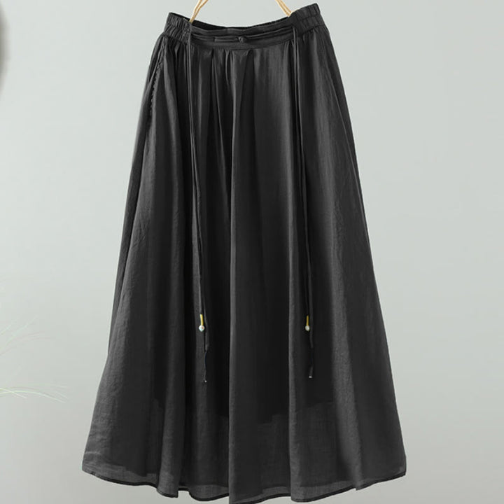 Falda de mujer con borlas y bolsillos, diseño retro de verano con Buddha Stones y colores puros - Negro - US12, UK/AU16, EU44 (2XL) - image 17