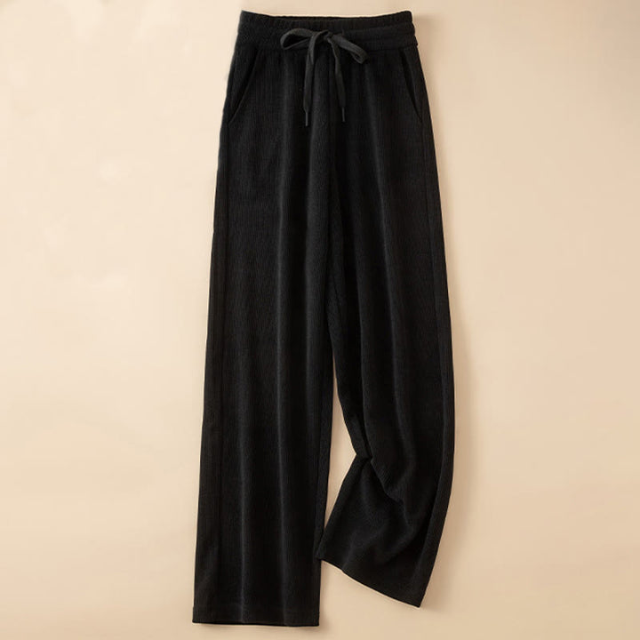 Pantalones anchos de algodón con bolsillos de Buddha Stones para mujer, color puro, otoño - Negro - US14, UK/AU18, EU46 (4XL) - image 10