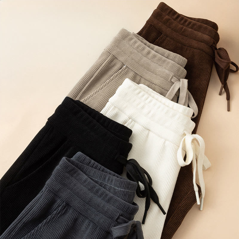 Pantalones anchos de algodón con bolsillos de Buddha Stones para mujer, color puro, otoño - image 19