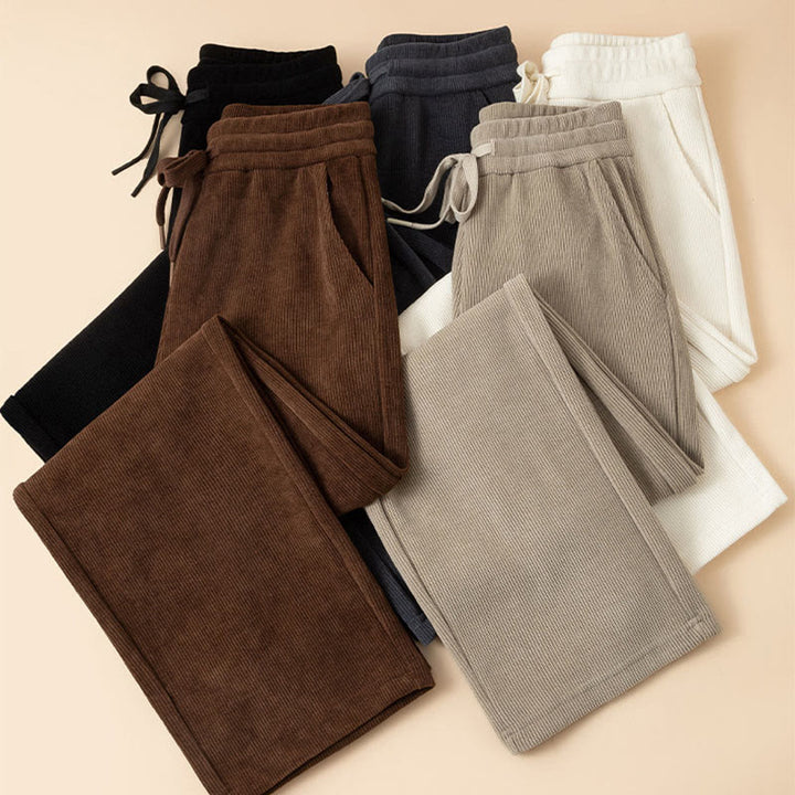 Pantalones anchos de algodón con bolsillos de Buddha Stones para mujer, color puro, otoño - image 16