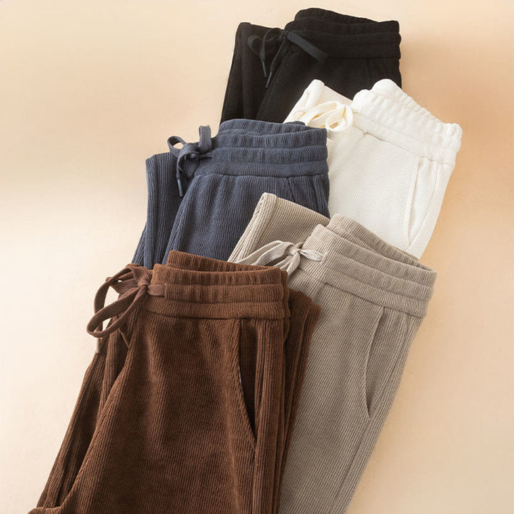 Pantalones anchos de algodón con bolsillos de Buddha Stones para mujer, color puro, otoño - image 18