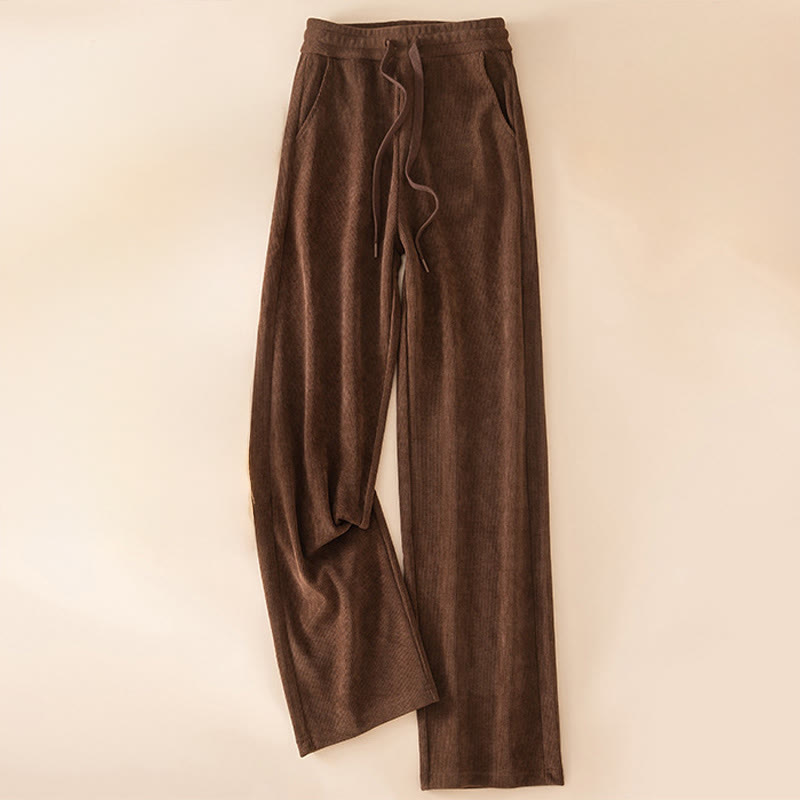 Pantalones anchos de algodón con bolsillos de Buddha Stones para mujer, color puro, otoño - Tierra de siena - US14, UK/AU18, EU46 (4XL) - image 3