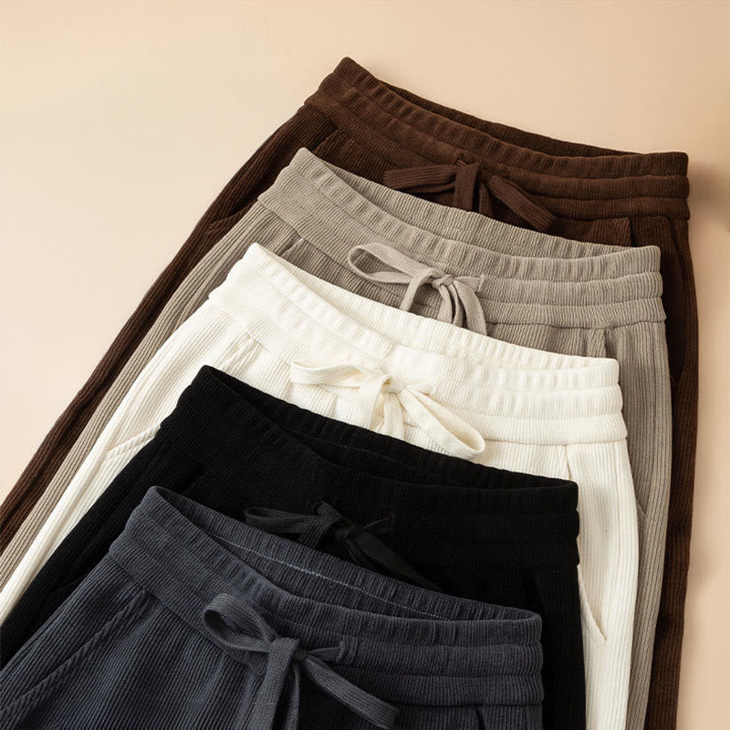 Pantalones anchos de algodón con bolsillos de Buddha Stones para mujer, color puro, otoño - image 17