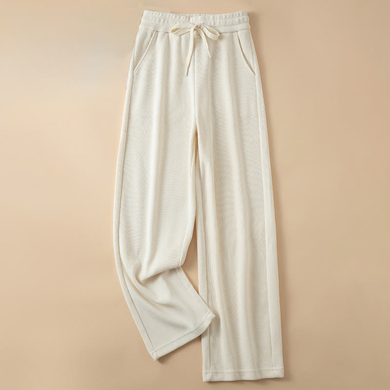 Pantalones anchos de algodón con bolsillos de Buddha Stones para mujer, color puro, otoño - Encaje antiguo - US14, UK/AU18, EU46 (4XL) - image 14