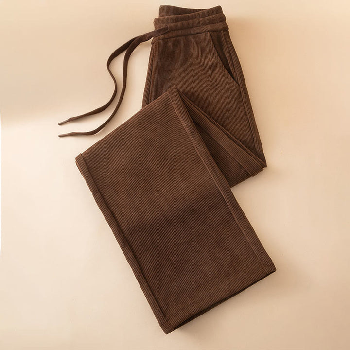 Pantalones anchos de algodón con bolsillos de Buddha Stones para mujer, color puro, otoño - image 4