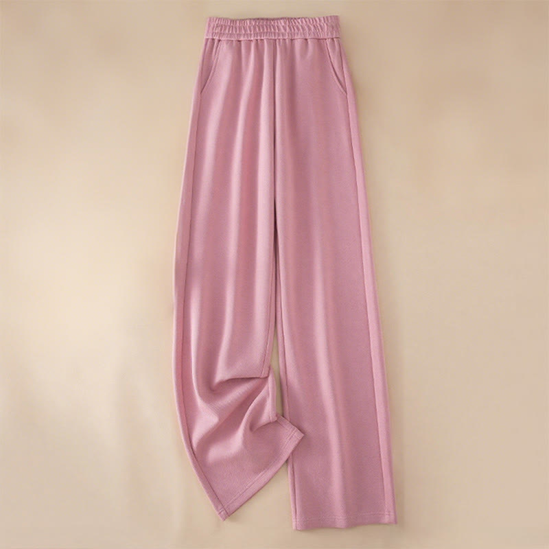 Pantalones de algodón con cintura alta, pierna ancha y bolsillos para mujer de Buddha Stones - Rosa claro - US12, UK/AU16, EU44 (3XL) - image 14