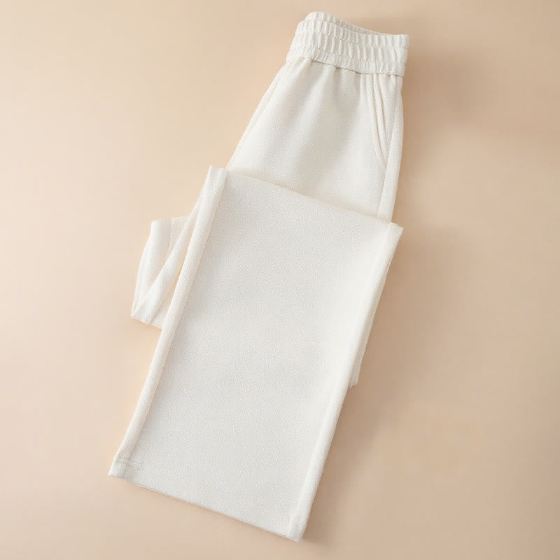 Pantalones de algodón con cintura alta, pierna ancha y bolsillos para mujer de Buddha Stones - image 5