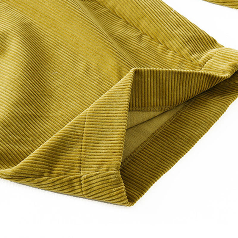 Pantalones de pana lisos hasta el tobillo con diseño sencillo y bolsillos para mujer de Buddha Stones, colección otoño. - image 17