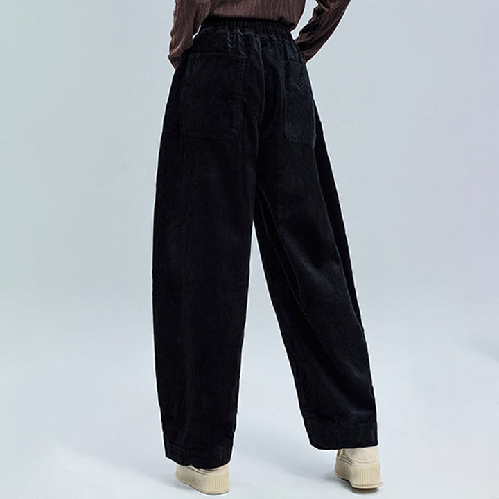 Pantalones de pana lisos hasta el tobillo con diseño sencillo y bolsillos para mujer de Buddha Stones, colección otoño. - image 4