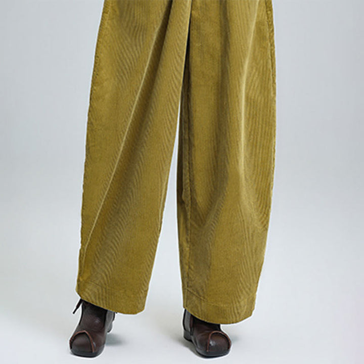 Pantalones de pana lisos hasta el tobillo con diseño sencillo y bolsillos para mujer de Buddha Stones, colección otoño. - image 13