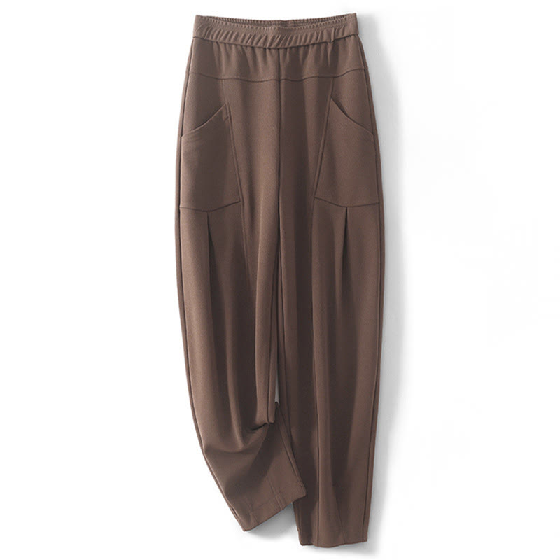 Pantalones térmicos de cintura alta con diseño vintage de patchwork y bolsillos para mujer de Buddha Stones - Tierra de siena - US8-10，UK/AU12-14，EU40-42 (2XL) - image 0