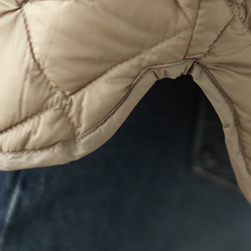 Chaqueta térmica de algodón con diseño acolchado de rombos y manga larga para mujer de Buddha Stones, otoño, con bolsillos - image 6
