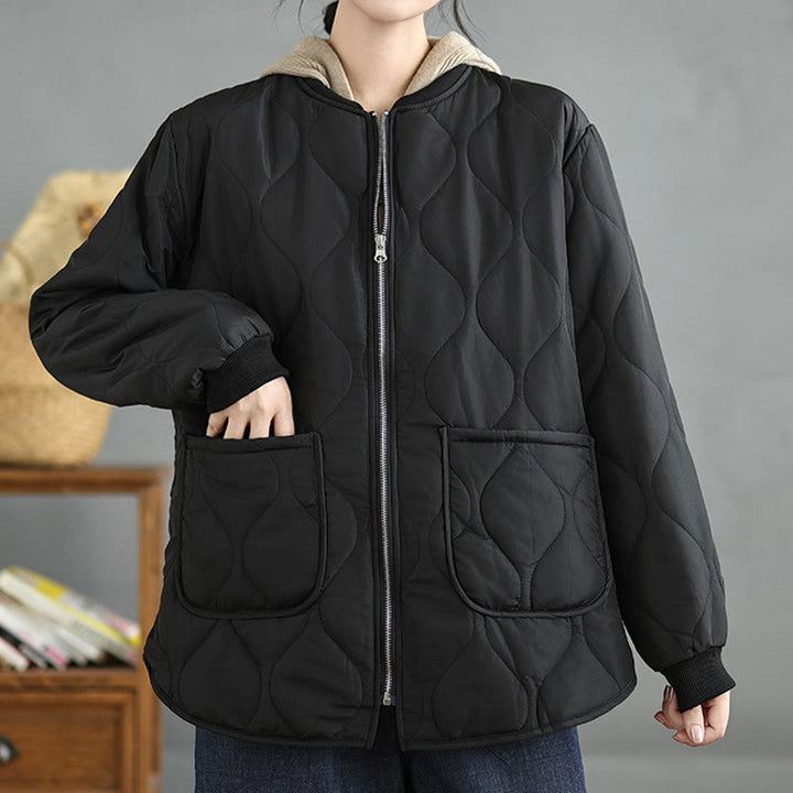 Chaqueta de algodón de manga larga con cremallera y bolsillos para mujer de Buddha Stones - image 15