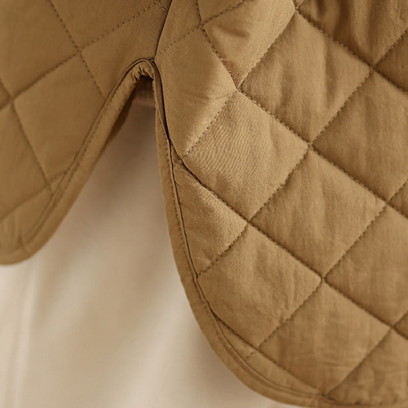 Chaqueta térmica de algodón con diseño de botones y acolchado de rombos para mujer, de Buddha Stones, de manga larga y bolsillos - image 9