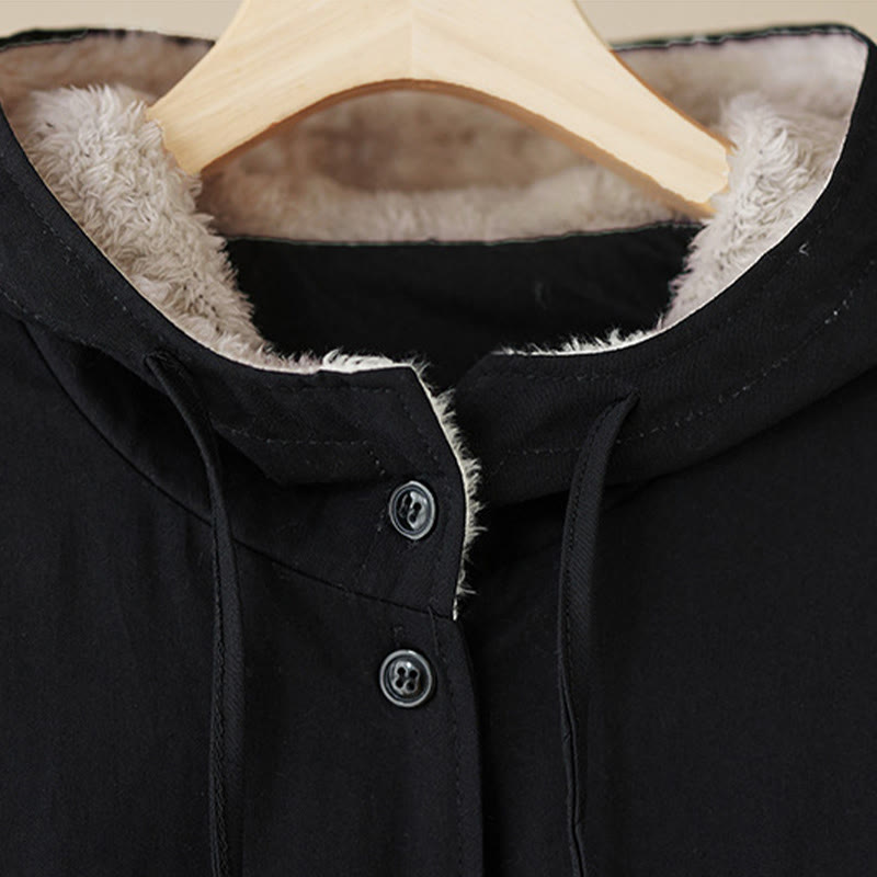 Chaqueta térmica de algodón con capucha y forro polar de manga larga para mujer Buddha Stones con bolsillos - image 8