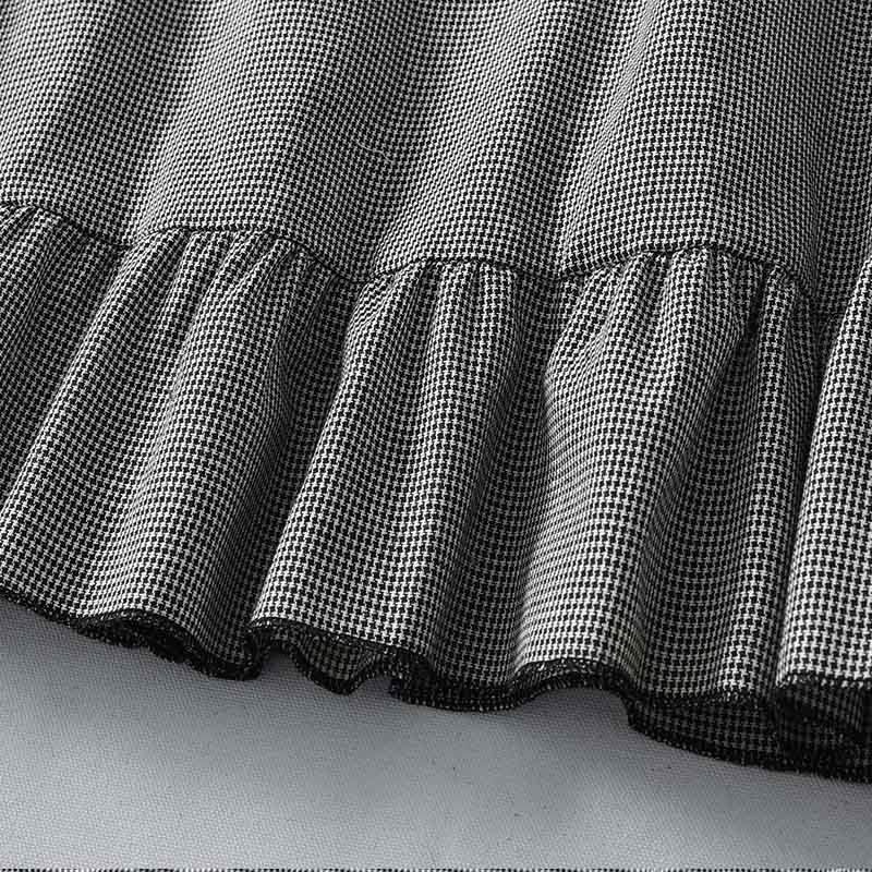 Vestido midi de algodón de manga larga con volantes, estampado a cuadros y bolsillos, plisado y con estampado de Buddha Stones - image 8