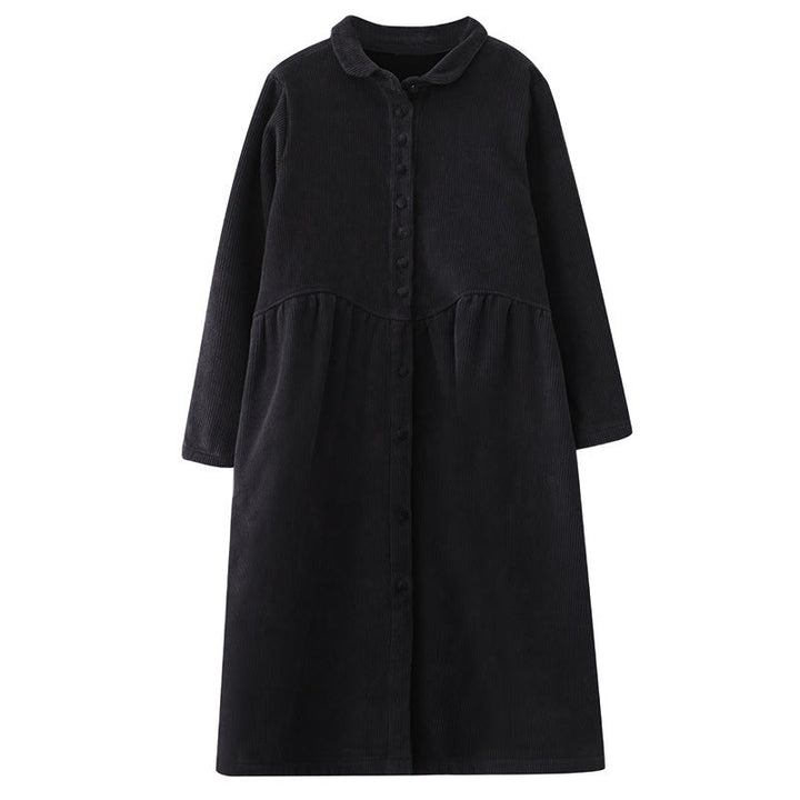 Abrigo de pana de algodón con botones lisos y manga larga para mujer, forrado con vellón y bolsillos , de Buddha Stones - image 8