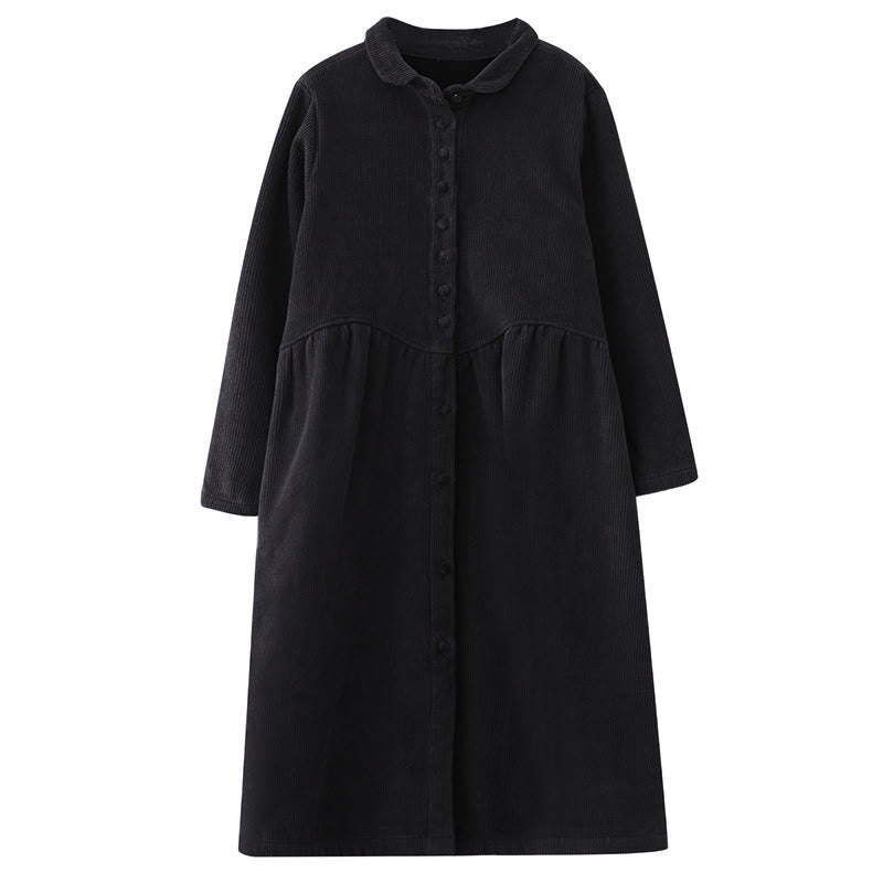 Abrigo de pana de algodón con botones lisos y manga larga para mujer, forrado con vellón y bolsillos , de Buddha Stones - image 8