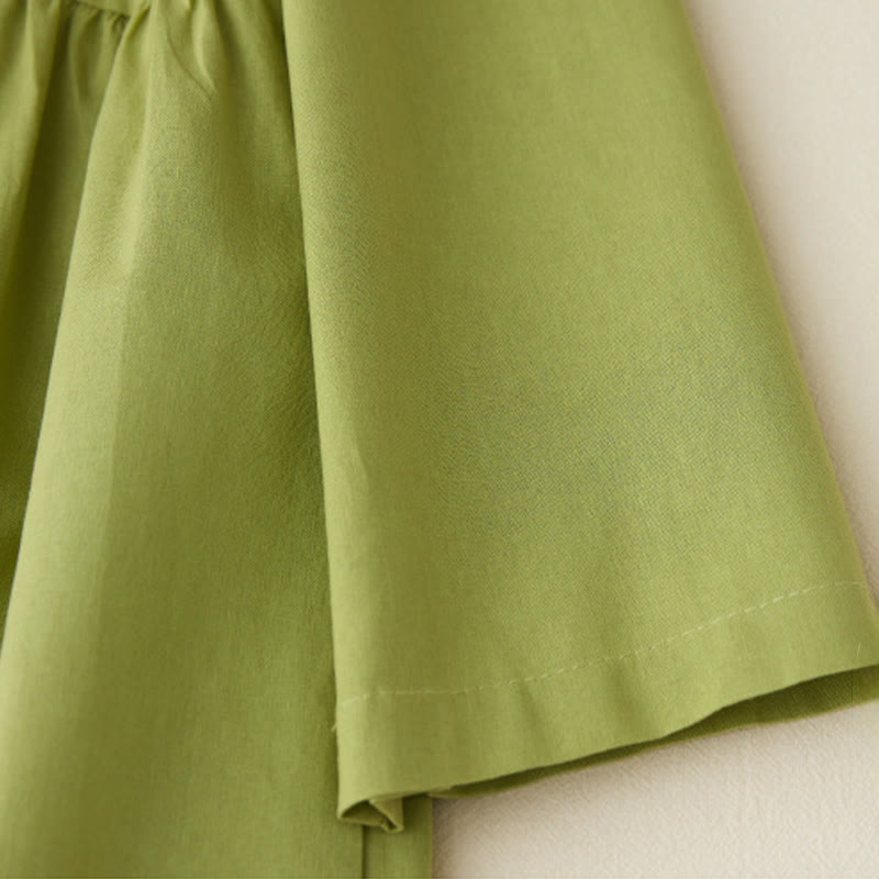 Vestido midi de algodón de manga larga con bolsillos y diseño casual de Buddha Stones para ir al trabajo con botones lisos - image 4
