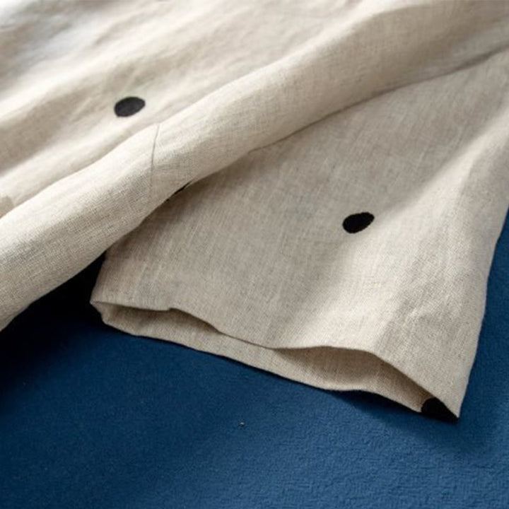 Vestido midi informal de Buddha Stones y algodón con estampado de lunares y mangas cortas, con cordones y bolsillos para mujer - image 9