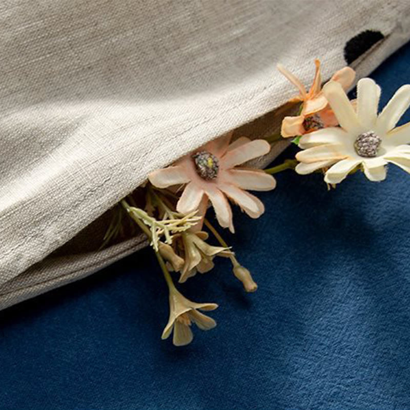 Vestido midi informal de Buddha Stones y algodón con estampado de lunares y mangas cortas, con cordones y bolsillos para mujer - image 10