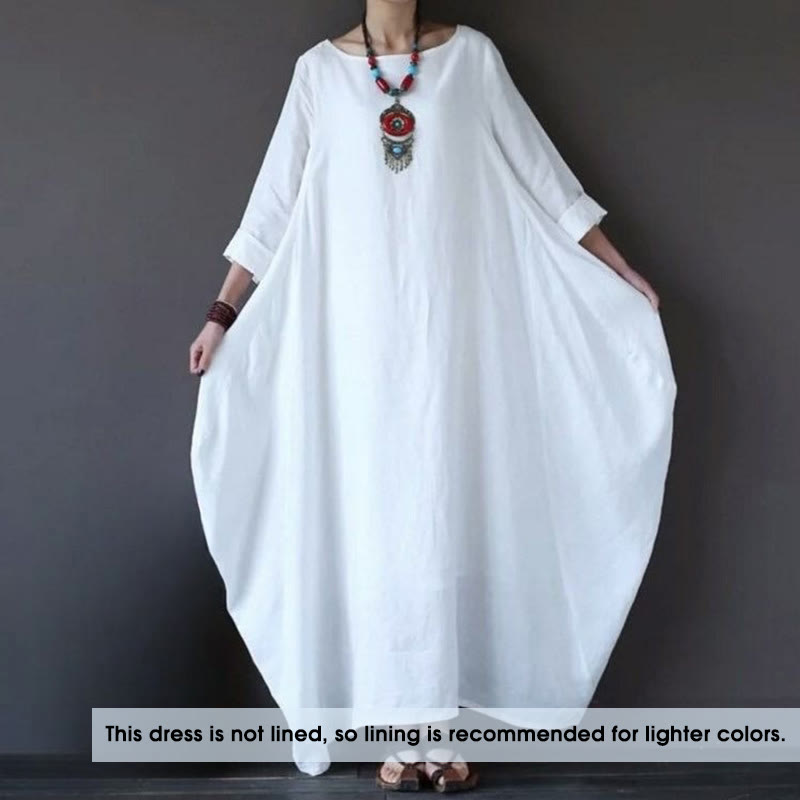 Vestido largo de algodón con mangas tres cuartos y estampado de Buddha Stones para mujer - image 2