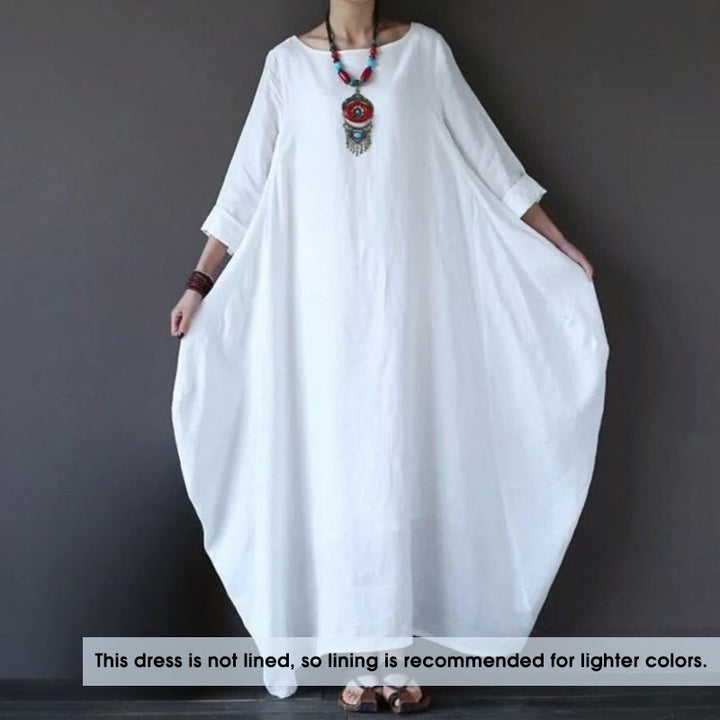 Vestido largo de algodón con mangas tres cuartos y estampado de Buddha Stones para mujer - image 1