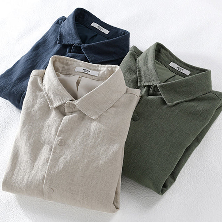 Chaqueta de lino y algodón para hombre, de manga larga, acanalada y con bolsillos, con diseño de Buddha Stones - image 17