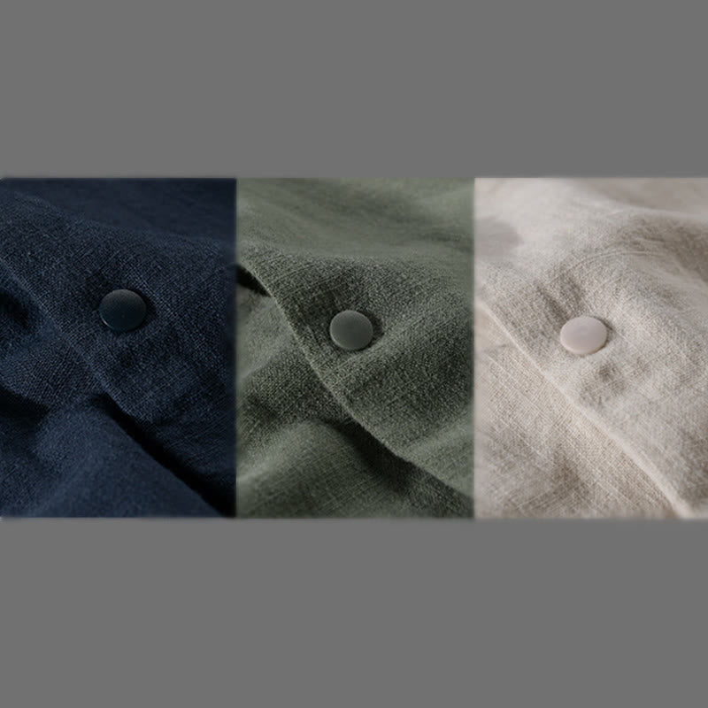 Chaqueta de lino y algodón para hombre, de manga larga, acanalada y con bolsillos, con diseño de Buddha Stones - image 22