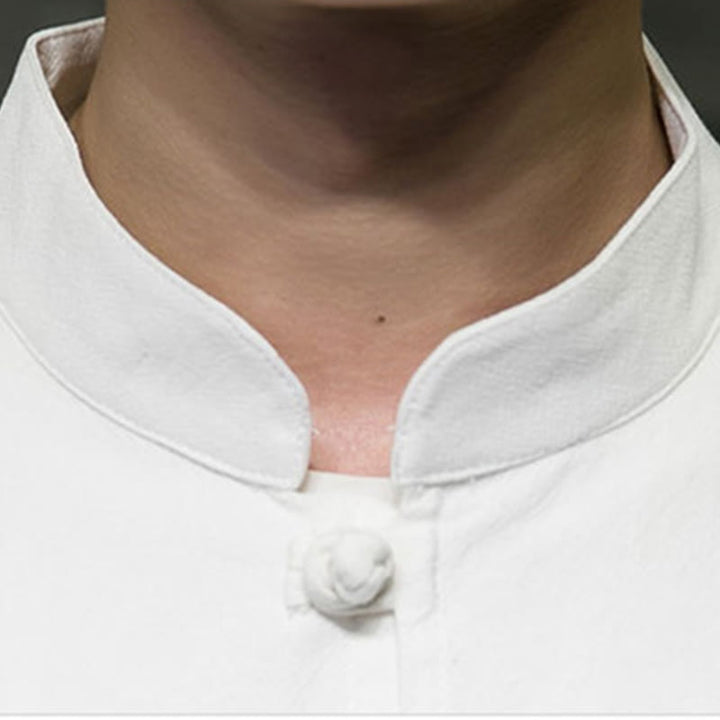 Camisa de manga larga de algodón para hombre, traje Tang simple con botones de rana y Buddha Stones - image 20