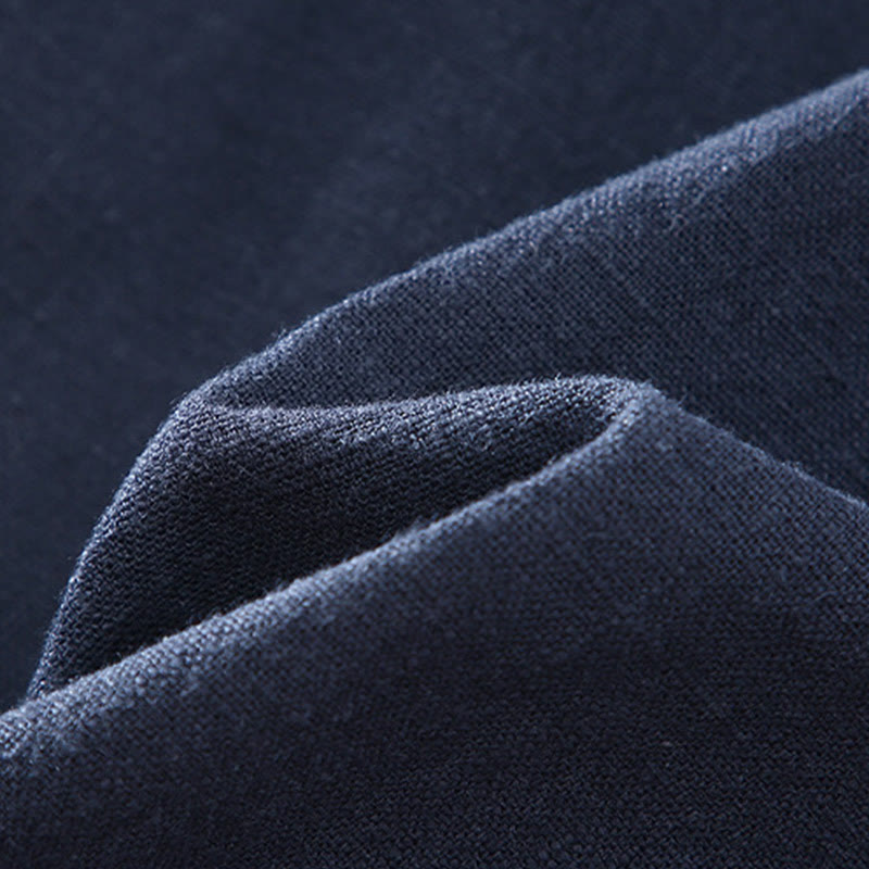 Chaqueta de lino y algodón para hombre, de manga larga, con cuello alto, cremallera y bolsillos, de invierno, con diseño de Buddha Stones - image 7