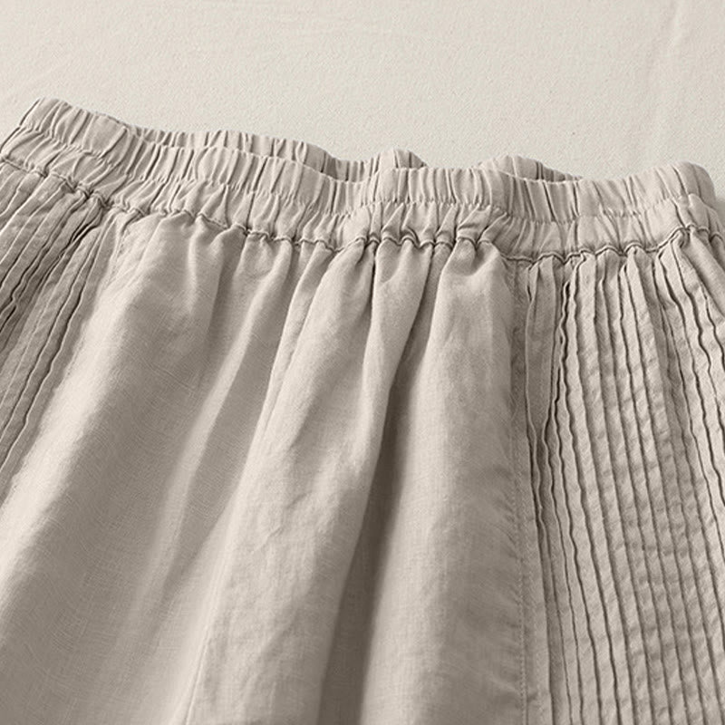 Pantalones casuales Buddha Stones de poliéster con pliegues, pierna ancha y bolsillos para mujer. - image 14