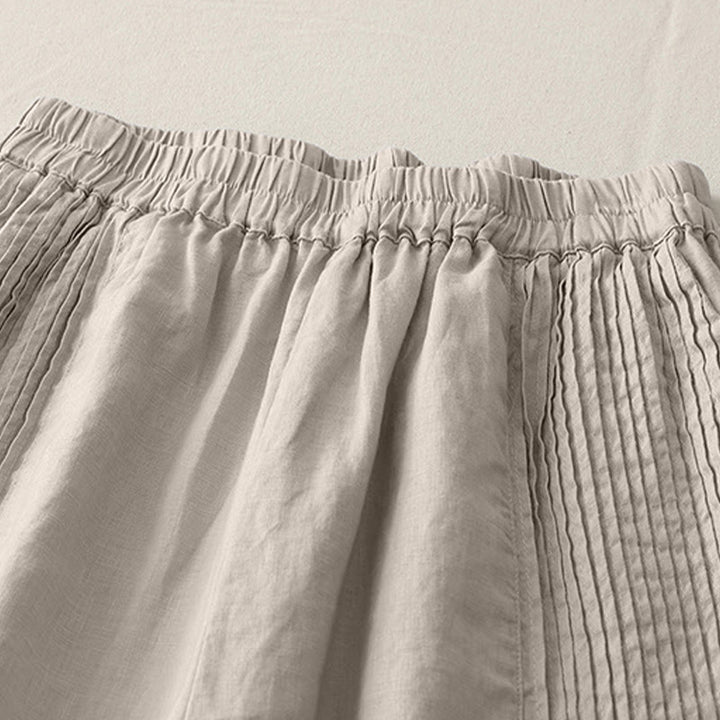 Pantalones casuales Buddha Stones de poliéster con pliegues, pierna ancha y bolsillos para mujer. - image 14