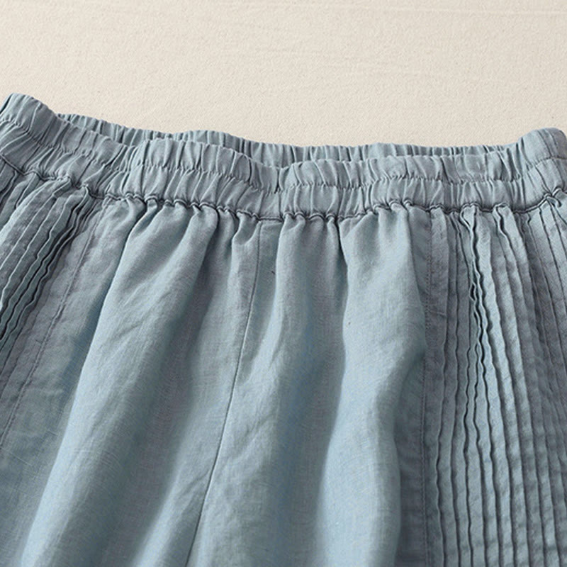 Pantalones casuales Buddha Stones de poliéster con pliegues, pierna ancha y bolsillos para mujer. - image 19