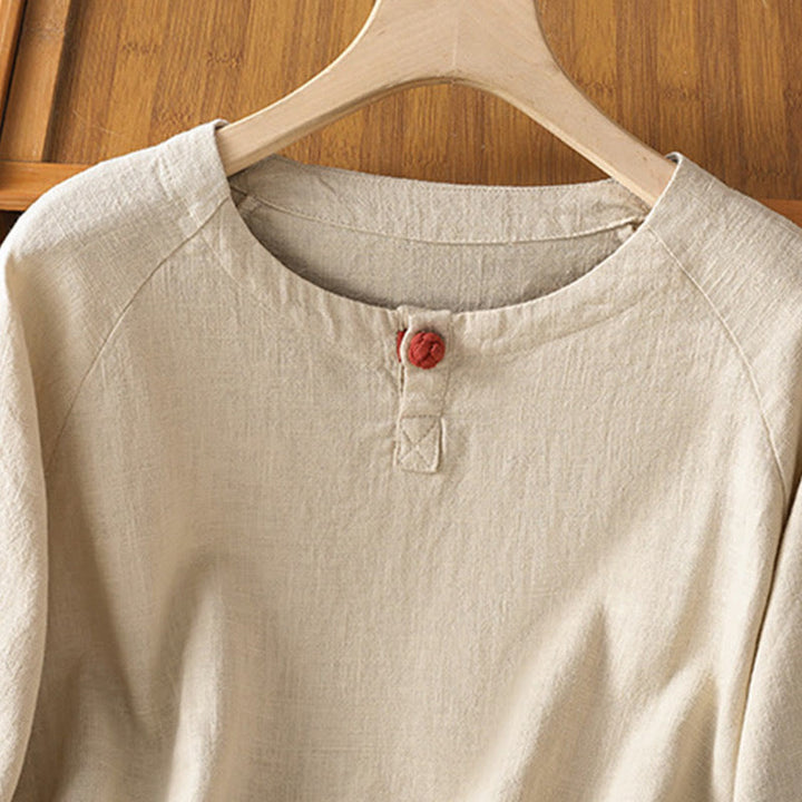 Camisa informal de algodón y poliéster de manga larga con estampado de Buddha Stones para mujer - image 2