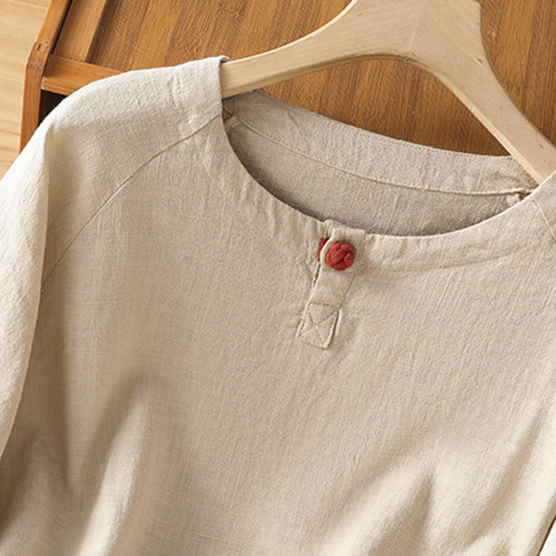 Camisa informal de algodón y poliéster de manga larga con estampado de Buddha Stones para mujer - image 6